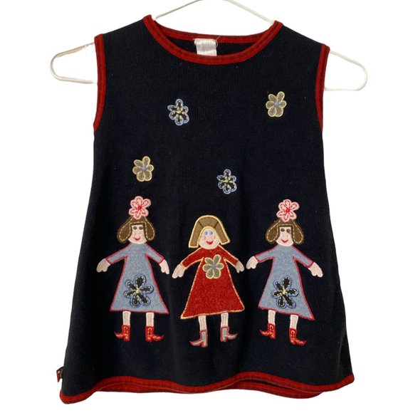 BLU CHILDS Sweater Dress So Cute Size 3 Blue with Applique Girls - Picture 1 of 7